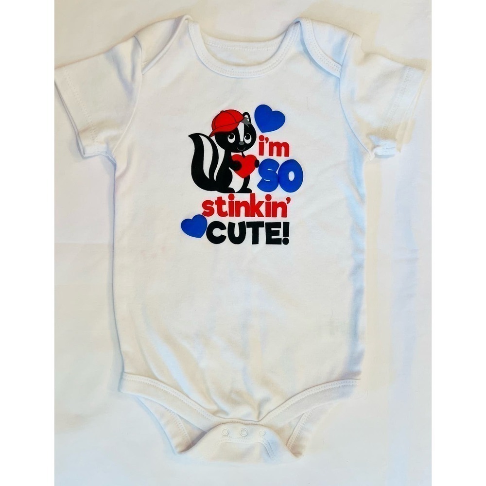 NWOT - graphic skunk white one-piece bodysuit - child size 24 months